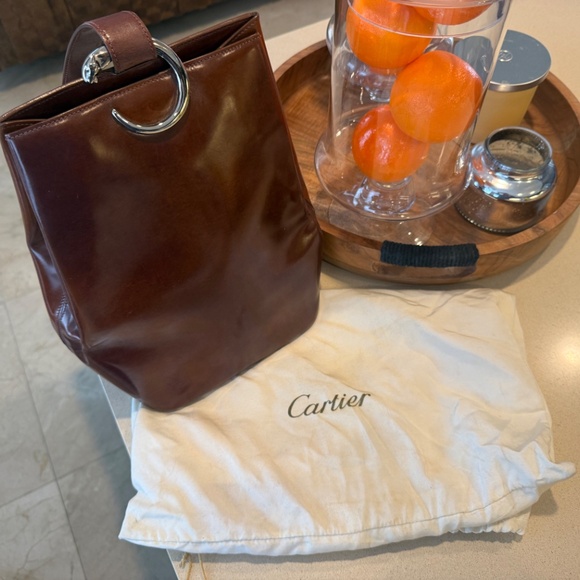 Cartier Vintage Leather Bag Must de Cartier Brown Shoulder Bag Authentic w/ Card main image 5
